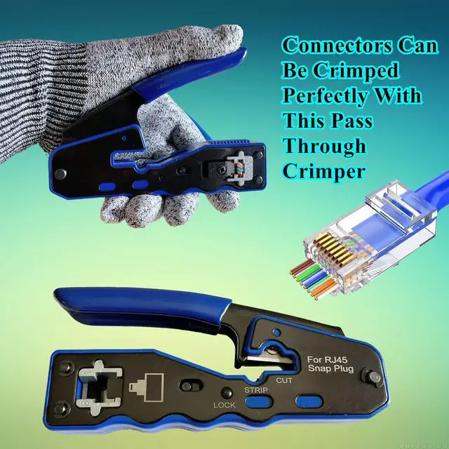 Alt view image 5 of 6 - 100-PACK Cat5 Cat5e Cat6 RJ45 Pass Through Connectors Ends | 1.1mm Unshielded Connectors for Solid Wire and Standard Cable