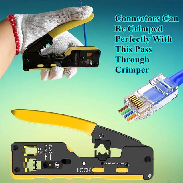 Alt view image 6 of 6 - 100-PACK Cat5 Cat5e Cat6 RJ45 Pass Through Connectors Ends | 1.1mm Unshielded Connectors for Solid Wire and Standard Cable
