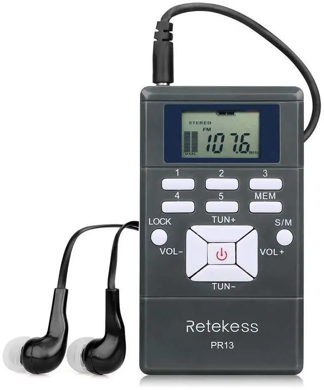 Main image of PR13 Portable FM Radio, Pocket FM Receiver, Pack of 1 | for Walking, Jogging, Mowing, Church, AAA Battery Powered, Personal Mini Stereo, Equipped with Earphone, Lock Key