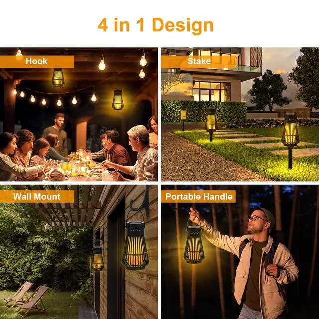 Alt view image 2 of 6 - Outdoor Bluetooth Flame Speaker 2Pack Waterproof with Torch Light | LED Flickering Flame Effect Speaker, Portable Wireless Speaker with Wall Mounted Hook&S Hook&Stake for Camping, Deck, Patio