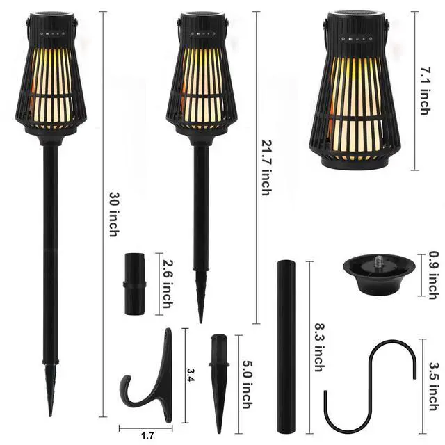 Alt view image 3 of 6 - Outdoor Bluetooth Flame Speaker 2Pack Waterproof with Torch Light | LED Flickering Flame Effect Speaker, Portable Wireless Speaker with Wall Mounted Hook&S Hook&Stake for Camping, Deck, Patio