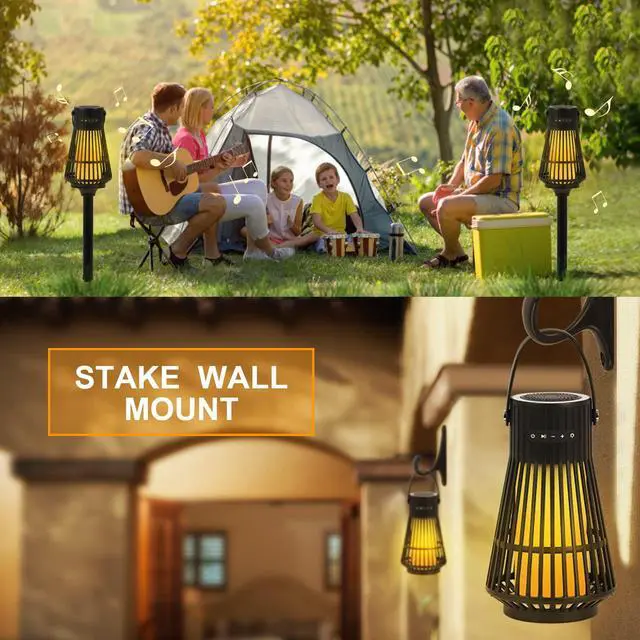 Alt view image 5 of 6 - Outdoor Bluetooth Flame Speaker 2Pack Waterproof with Torch Light | LED Flickering Flame Effect Speaker, Portable Wireless Speaker with Wall Mounted Hook&S Hook&Stake for Camping, Deck, Patio