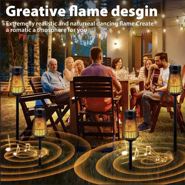 Alt view image 6 of 6 - Outdoor Bluetooth Flame Speaker 2Pack Waterproof with Torch Light | LED Flickering Flame Effect Speaker, Portable Wireless Speaker with Wall Mounted Hook&S Hook&Stake for Camping, Deck, Patio