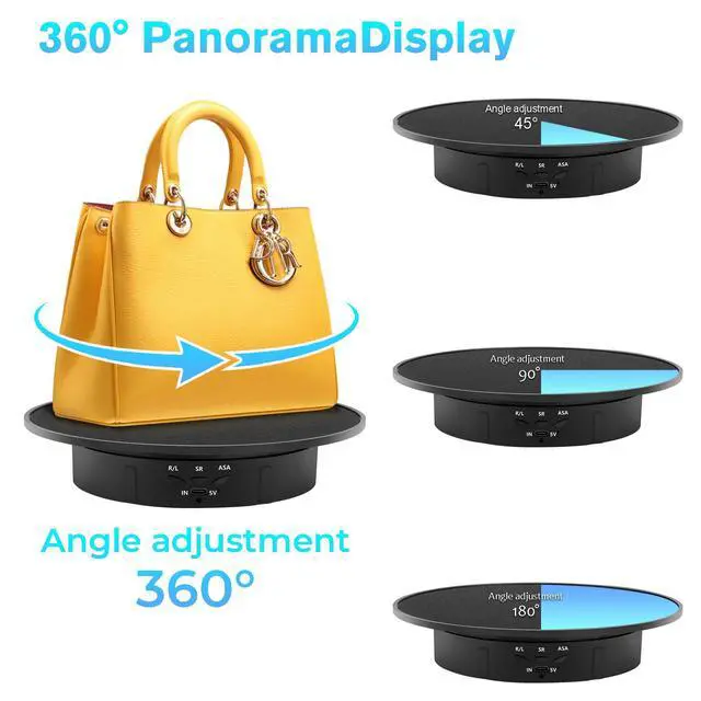 Alt view image 4 of 6 - Remote Motorized Electric Turntable, 360 Rotating Display, 7.9in Black | Speed and Angle Adjustable, Max 18lbs Load, Ideal for Photography, 3D Models, Products Display, Exhibition