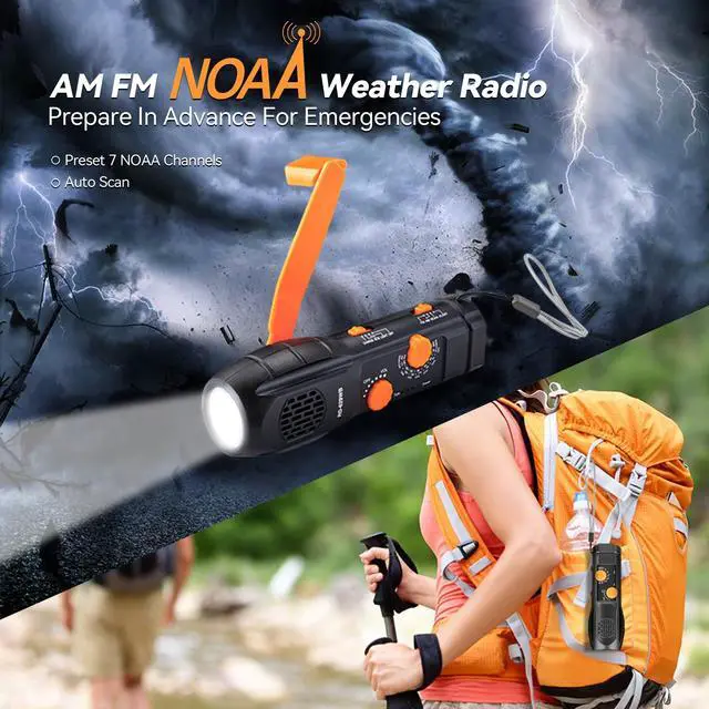 Alt view image 2 of 6 - Emergency Radio Hand Crank with Flashlights, Portable AM/FM NOAA Weather Radio Alert and Survival Flashlight SOS Alarm | Cellphone Charger, AM/FM/NOAA Weather Alert, Portable Weather Radio, Survival F