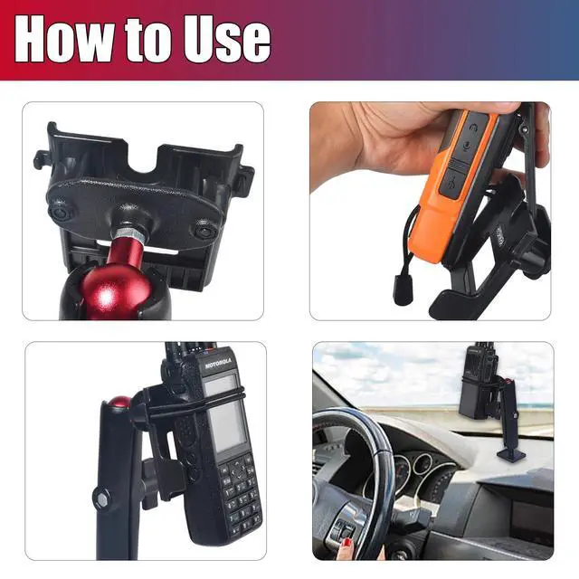 Alt view image 5 of 5 - Walkie-Talkie CB Mic Adapter with 1" Ball Adapter Mount Holder Clamp, Universal Radio Bracket Clip Attachment 25mm Ball Adaptor for BaoFeng Kenwood Yaesu Midland Motorola Quansheng HT