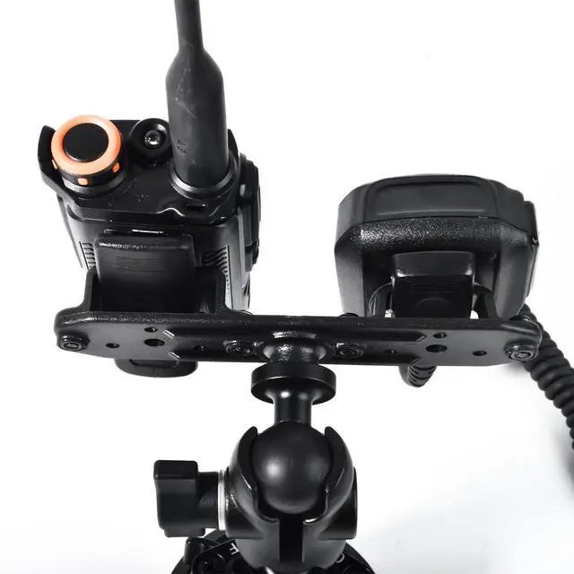 Alt view image 3 of 4 - Universal Radio Bracket, Walkie-talkies Back Clip Mount, Radio Microphone Holder with 25mm 1" Ball Adapter Compatible with RAM Mounts B Size Double Socket Arm