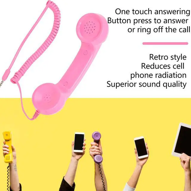 Alt view image 2 of 6 - Retro Phone Handset, Vintage Retro 3.5Mm Telephone Handset Cell Phone Receiver, Radiation Proof Handheld Cell Phone Microphone for Mobile Phones Computers