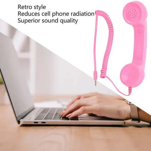 Alt view image 3 of 6 - Retro Phone Handset, Vintage Retro 3.5Mm Telephone Handset Cell Phone Receiver, Radiation Proof Handheld Cell Phone Microphone for Mobile Phones Computers