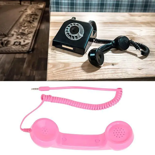 Alt view image 4 of 6 - Retro Phone Handset, Vintage Retro 3.5Mm Telephone Handset Cell Phone Receiver, Radiation Proof Handheld Cell Phone Microphone for Mobile Phones Computers
