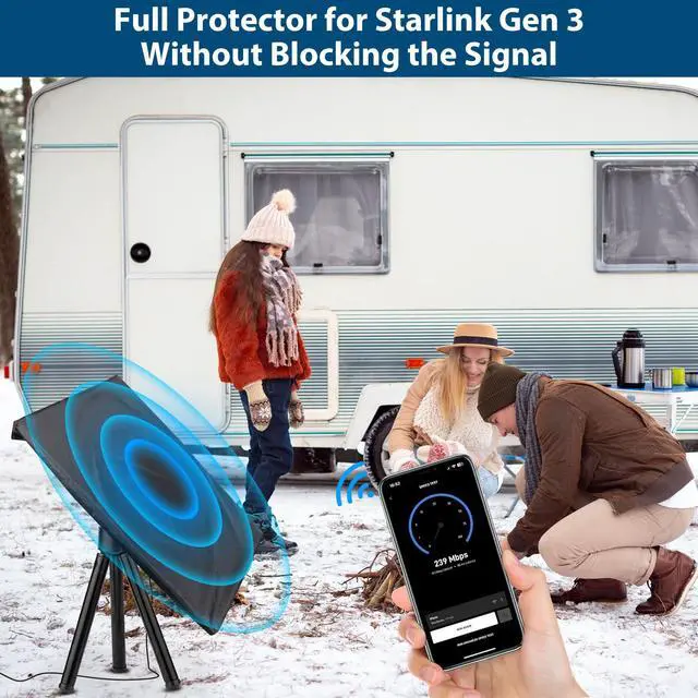 Alt view image 5 of 6 - For Starlink Gen 3 Covers with Zipper and Storage Bag, Outdoor Waterproof Dustproof Protective Covers Fits Starlink V3, Wind-Resistant, Sunlight-Resistant, Snow-Resistant, Black
