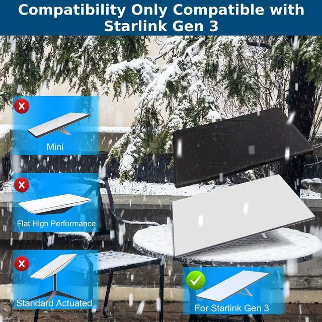 Alt view image 6 of 6 - For Starlink Gen 3 Covers with Zipper and Storage Bag, Outdoor Waterproof Dustproof Protective Covers Fits Starlink V3, Wind-Resistant, Sunlight-Resistant, Snow-Resistant, Black