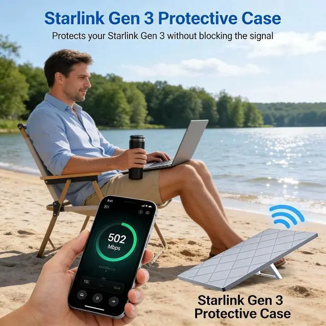 Alt view image 5 of 6 - Star-Link Mini & Star-Link Gen 3 Protective Cover Case,Silicone Protective Case for Satellite Dish,Satellite case Accessories Waterproof Shockproof Portable for Outdoor Camping (Grey, GEN 3)
