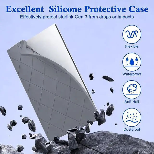 Alt view image 6 of 6 - Star-Link Mini & Star-Link Gen 3 Protective Cover Case,Silicone Protective Case for Satellite Dish,Satellite case Accessories Waterproof Shockproof Portable for Outdoor Camping (Black, GEN 3)