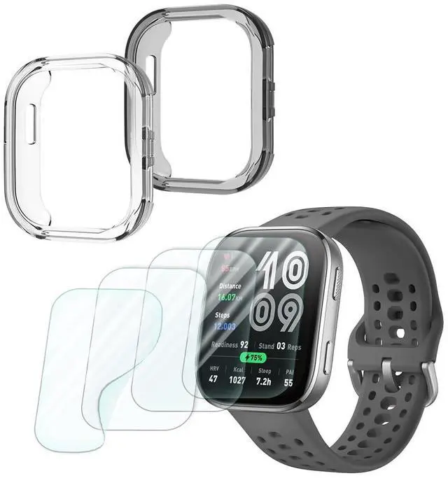 Main image of Compatible for Amazfit Bip 6 Screen Protector & Case Set (4+2 Pack) | HD TPU Soft Protective Film,Not Glass,Shockproof TPU Cover | Anti-Scratch, Ultra-Thin