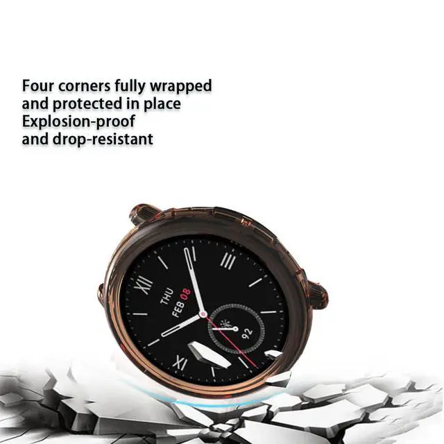 Alt view image 4 of 6 - SRcnst Compatible for Amazfit Active 2 Screen Protector,HD Clear TPU Protective Film( Non-Glass & Case TPU Soft Frame Cover (Pack of 4+2)
