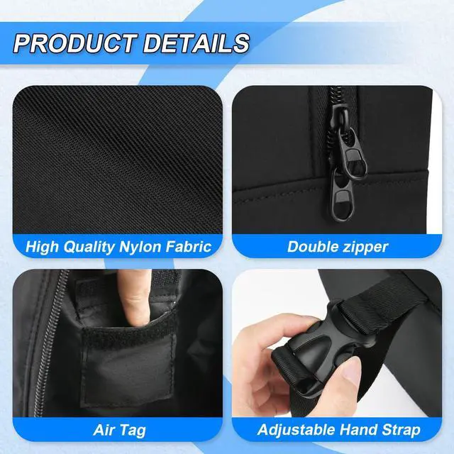 Alt view image 2 of 6 - Travel Neck Pillow Bag for trtl Travel Pillow, Waterproof Carrying Case Neck Pillow Protector with Air Tag Pocket & Adjustable Strap, Quick-Release Clasp Easily Attaches to Luggage, Backpacks, Black