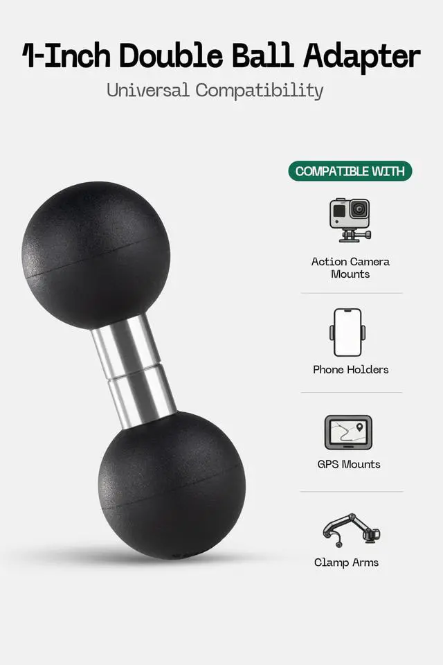 Alt view image 6 of 6 - 1" Double Ball Adapter, B Size 1" Ball Mount Joiner for Connecting Two Socket Arms, Extension Mount Adapter-LB-01