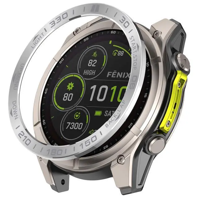 Alt view image 5 of 6 - Speed Bezel Ring Compatible with Garmin Fenix 8 AMOLED 43MM 47MM 51MM Bezel Adhesive Cover Anti-Scratch Metal Protection Frame Case Cover Loop (Black&Silver, 43MM)