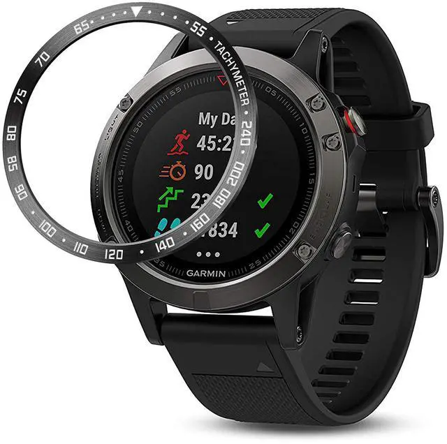 Main image of Stainless Steel Bezel Ring Compatiable with Garmin Fenix 5/5 Plus Bezel Ring Adhesive Cover Anti Scratch & Collision Protector for Garmin Watch Accessory (Black- Not Fit Fenix 5X / 5S)