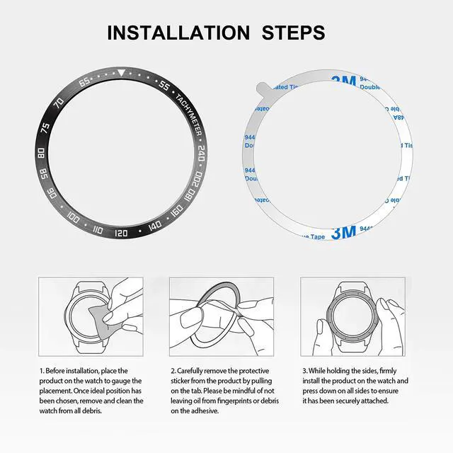 Alt view image 3 of 4 - Stainless Steel Bezel Ring Compatiable with Garmin Fenix 5/5 Plus Bezel Ring Adhesive Cover Anti Scratch & Collision Protector for Garmin Watch Accessory (Black- Not Fit Fenix 5X / 5S)