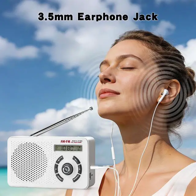 Alt view image 5 of 6 - Portable Radio AM FM SW, Transistor Radio with LCD Display, Alarm Clock, Sleep Timer and Headphone Jack, 4 AA Battery Powered or Plug in Wall, Small Radio for Home Outdoor Seniors