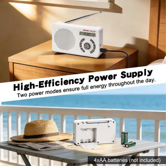 Alt view image 6 of 6 - Portable Radio AM FM SW, Transistor Radio with LCD Display, Alarm Clock, Sleep Timer and Headphone Jack, 4 AA Battery Powered or Plug in Wall, Small Radio for Home Outdoor Seniors