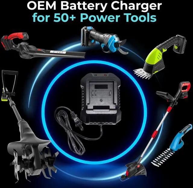 Alt view image 5 of 5 - LAZYBOI OEM 21V Fast Li-Ion Battery Charger for Cordless Leaf Blower, Multi-Protection Safety System, Replacement by
