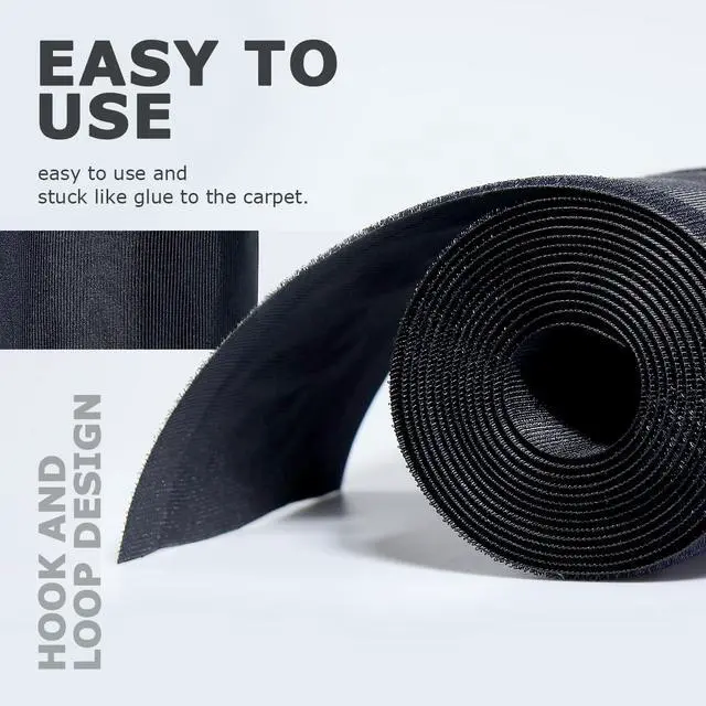 Alt view image 3 of 6 - 6 W X 10L Black Floor Cord Cover for Office Carpet Wire Cover Under Desk Cable Grip Strip Management Hold Cords in Place for Power Cords Audio Cables Coaxial Cable Telephone Line