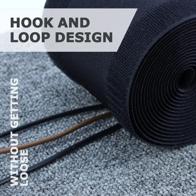 Alt view image 6 of 6 - 6 W X 10L Black Floor Cord Cover for Office Carpet Wire Cover Under Desk Cable Grip Strip Management Hold Cords in Place for Power Cords Audio Cables Coaxial Cable Telephone Line