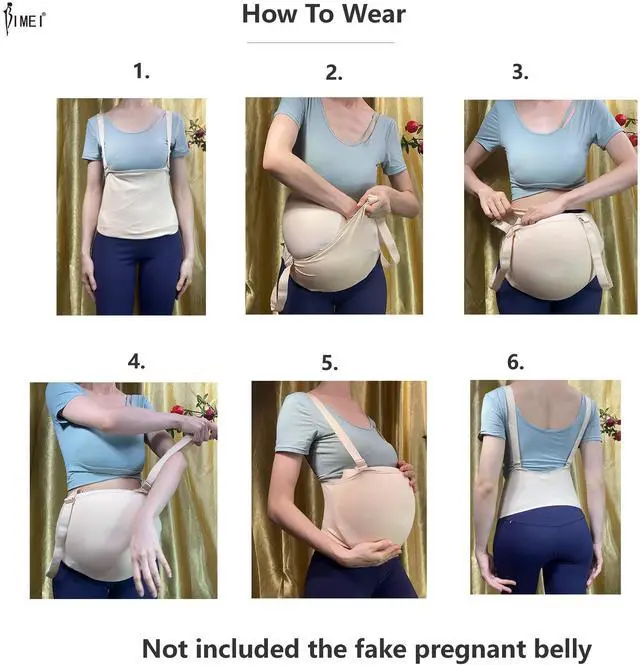 Alt view image 5 of 5 - Fake Pregnancy Belly Sponge Belly Film Props TV Series Props Spoof Costume Cosplay Lightweight (Large, Beige)