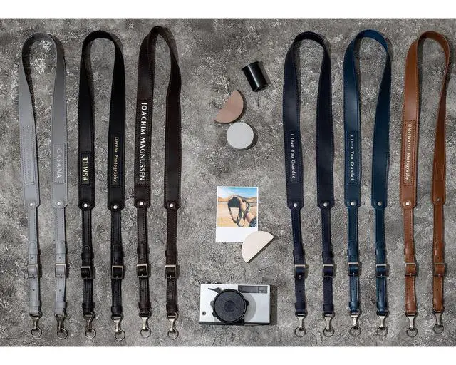 Alt view image 3 of 5 - Personalized Leather Camera Straps for Photographers - Comfortable Neck and Shoulder Camera Strap for DSLR Cameras - Unique Handmade Photographer Gifts for Women and Men (Navy Denim)