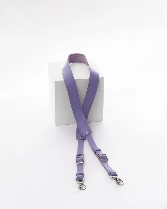 Alt view image 3 of 3 - Personalized Leather Camera Straps for Photographers - Comfortable Neck and Shoulder Camera Strap for DSLR Cameras - Unique Handmade Photographer Gifts for Women and Men (Lavender)