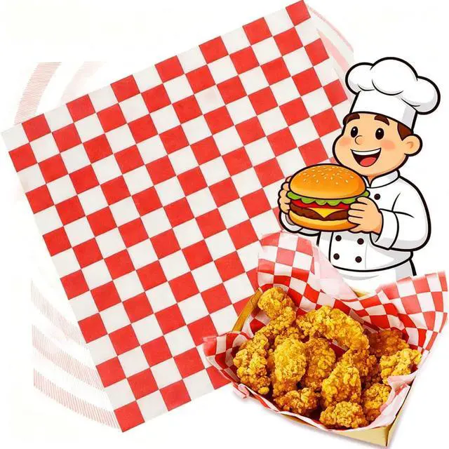 Main image of 100Pcs Deli Paper Sheets, Grease Resistant Wax Paper Sheets for Food 7x7"