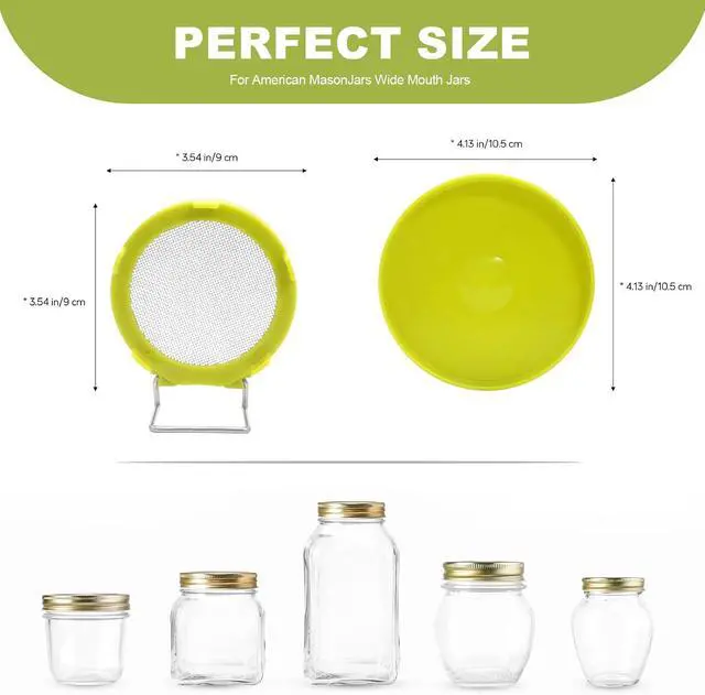 Alt view image 2 of 7 - Wide Mouth Mason Jar Sprouting Kit with Sprouting Lids and Drainage Tray - Ideal for Bean, Alfalfa Sprouts and Microgreens, Vertical and Angled Placement Support(Two lids and two drip trays)