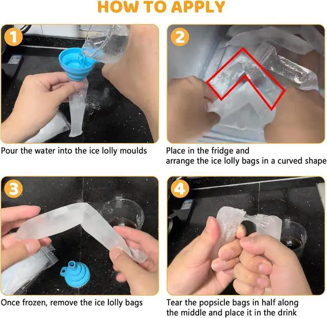 Alt view image 3 of 6 - 300 Disposable Ice Popsicle Mold Bags Comes With A Funnel