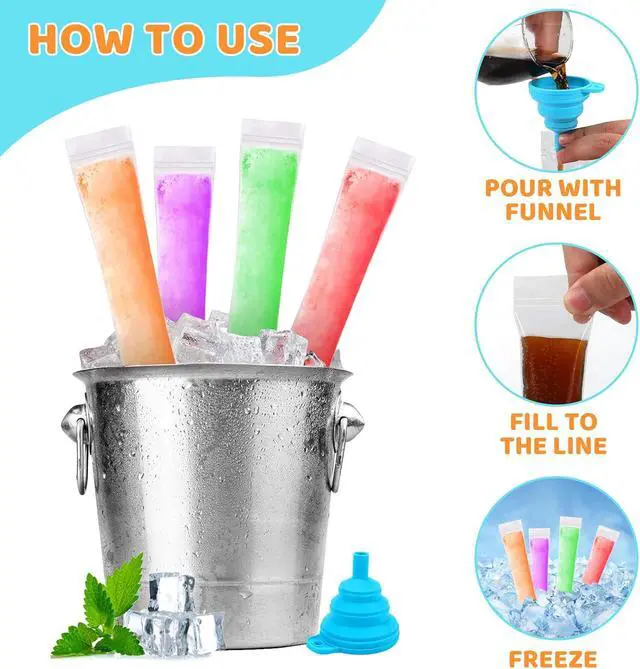 Alt view image 4 of 6 - 300 Disposable Ice Popsicle Mold Bags Comes With A Funnel