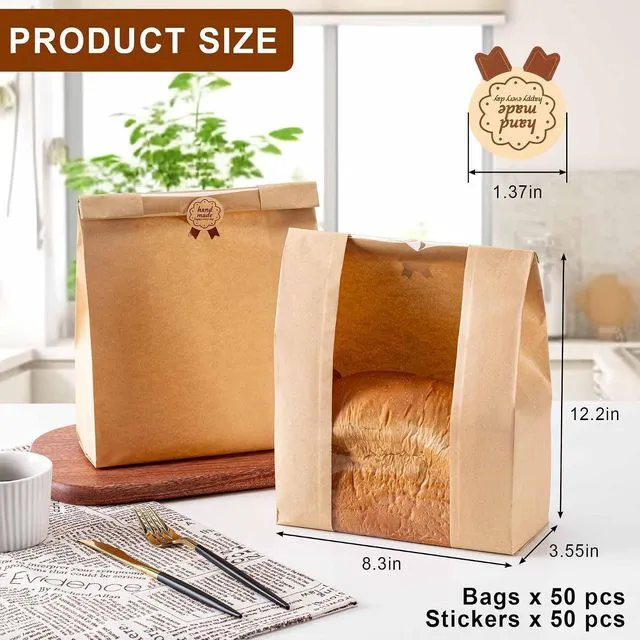 Alt view image 2 of 7 - 50PCS Paper Sourdough Bread Bags, Disposable Bread Bag for Homemade Bread