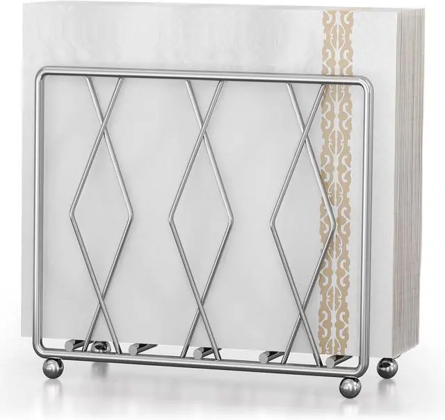 Main image of Large Silver Metal Napkin Holder for Table and Kitchen Counter