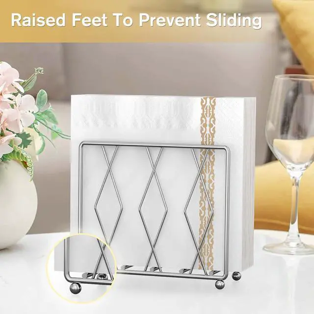 Alt view image 2 of 6 - Large Silver Metal Napkin Holder for Table and Kitchen Counter