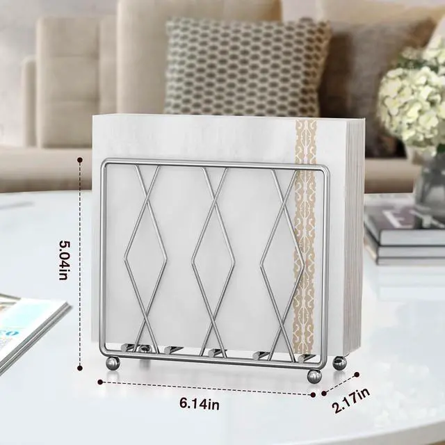 Alt view image 3 of 6 - Large Silver Metal Napkin Holder for Table and Kitchen Counter