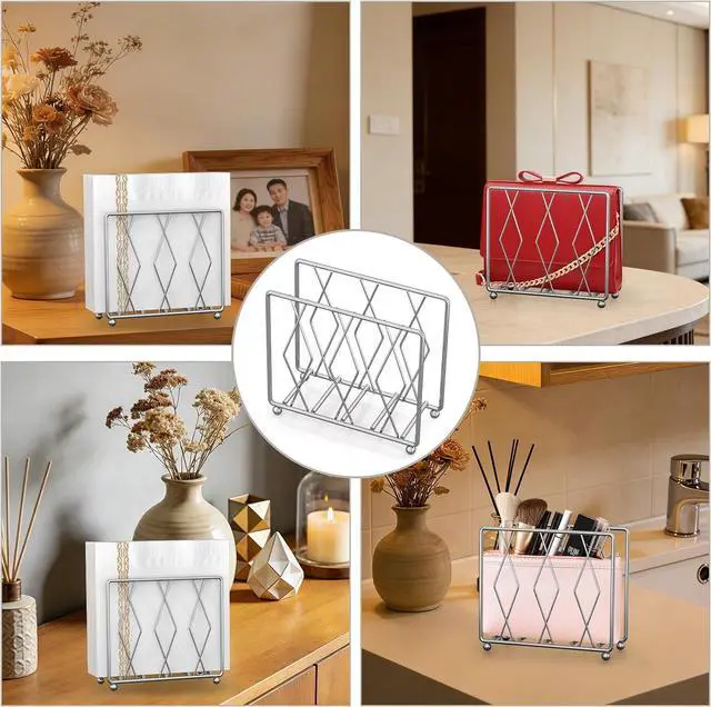 Alt view image 5 of 6 - Large Silver Metal Napkin Holder for Table and Kitchen Counter