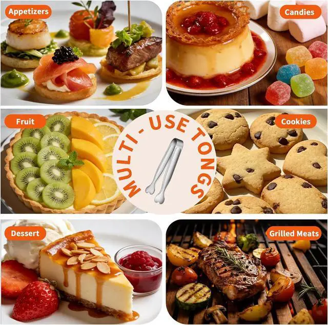 Alt view image 5 of 7 - 6 Pcs Mini Serving Tongs, 4.3 Inch Heart-Shaped Small Ice Tongs, Food Grade Stainless Steel Silver Tongs for Sugar Cube, Appetizers, Dessert, Tea Party, Home Kitchen, Coffee Bars, Dishwasher Safe