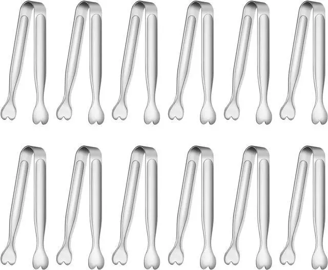 Main image of 12 PCS Heart-Shaped Small Serving Tongs, 4.3 Inch Mini Sugar Tongs Silver Stainless Steel for Ice Cube, Appetizers, Dessert, Tea Party, Home Kitchen, Coffee Bars, Buffet, Food Grade & Dishwasher Safe