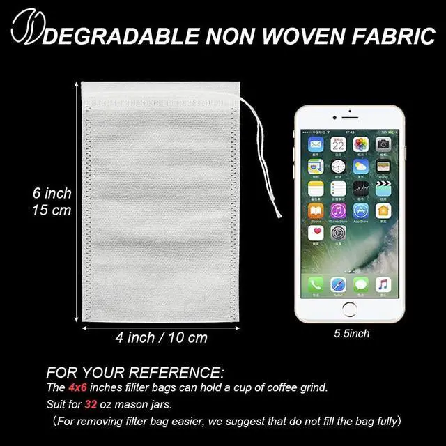 Alt view image 2 of 6 - HRX Package 50pcs Disposable Cold Brew Bags 4x6 in for Home Coffee Brewing