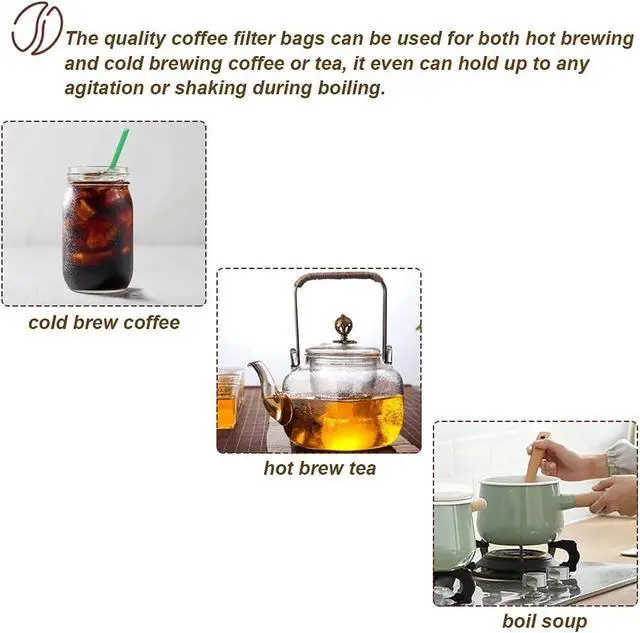 Alt view image 5 of 6 - HRX Package 50pcs Disposable Cold Brew Bags 4x6 in for Home Coffee Brewing