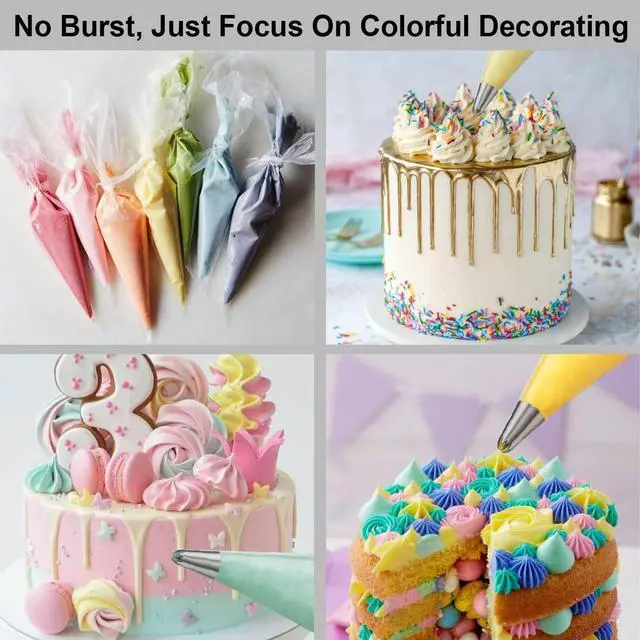 Alt view image 6 of 7 - Weetiee Pastry Piping Bags -100 Pack-12-Inch Disposable Cake Decorating Bags Anti-Burst Cupcake Icing Bags for all Size Tips Couplers and Baking Cookies Candy Supplies Kits - Bonus 2 Couplers