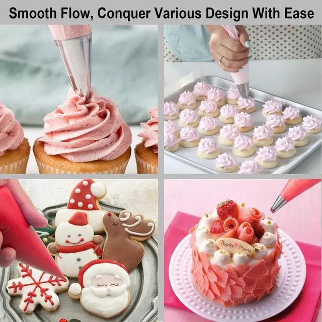 Alt view image 7 of 7 - Weetiee Pastry Piping Bags -100 Pack-12-Inch Disposable Cake Decorating Bags Anti-Burst Cupcake Icing Bags for all Size Tips Couplers and Baking Cookies Candy Supplies Kits - Bonus 2 Couplers