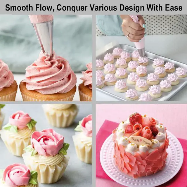 Alt view image 7 of 7 - Weetiee Pastry Piping Bags -100 Pack-16-Inch Disposable Cake Decorating Bags Anti-Burst Cupcake Icing Bags for all Size Tips Couplers and Baking Cookies Candy Supplies Kits - Bonus 2 Couplers