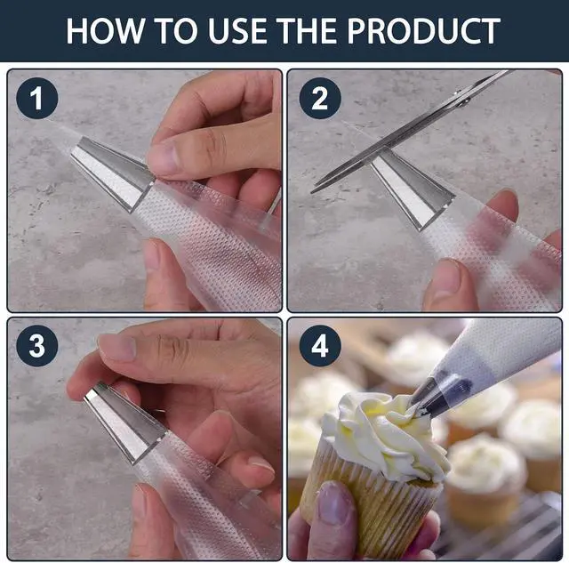 Alt view image 4 of 7 - Engorgio 200 Pcs Disposable Mini Piping Bags 8 inch Pastry Bag Pastry Crimpers Small Piping Bags Disposable Pastry Bags For Cake Macarons Dessert Decorations Cookies Baking Cupcakes (Clear)